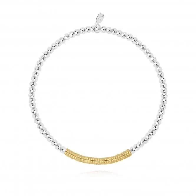 Halo Silver And Gold Pave Ball 17.5cm Stretch Bracelet 4523