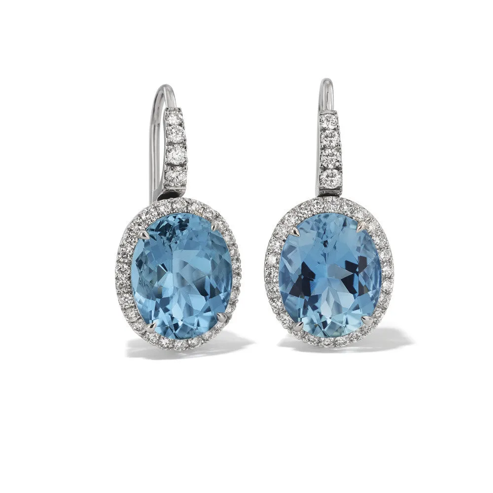 Hans D. Kreiger 18ct White Gold Aquamarine and Diamond Earrings