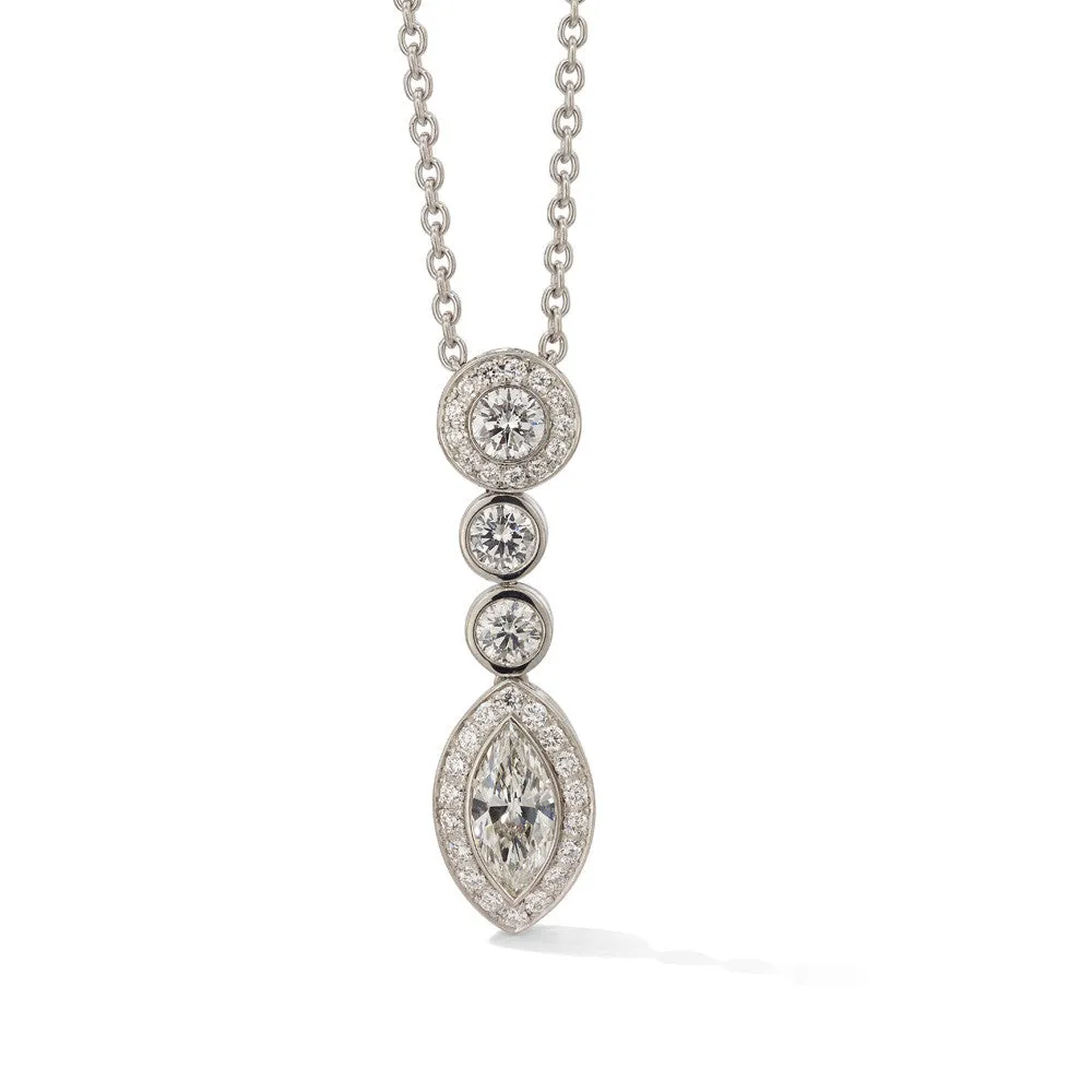 Hans D. Kreiger 18ct White Gold Diamond Drop Necklace