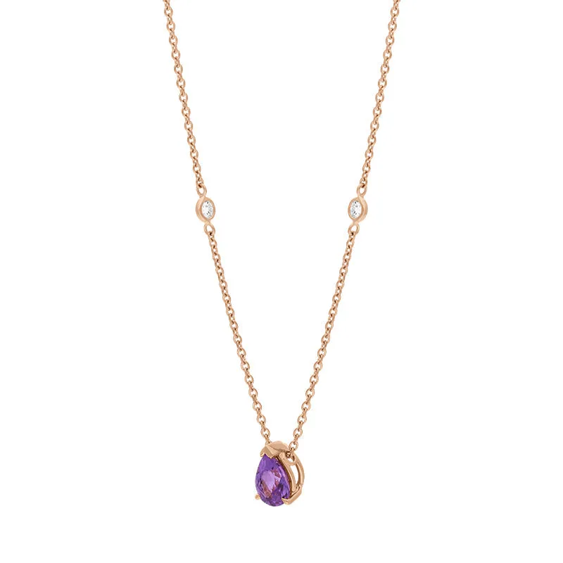 Hans D Krieger 18ct Rose Gold Sapphire Diamond Pear Drop Necklace
