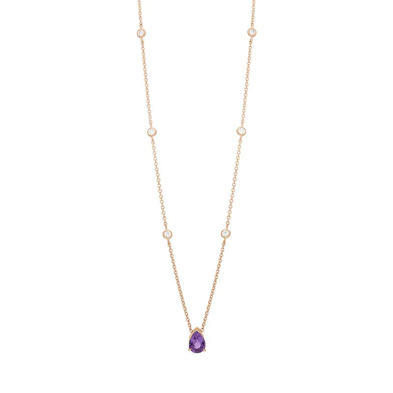 Hans D Krieger 18ct Rose Gold Sapphire Diamond Pear Drop Necklace