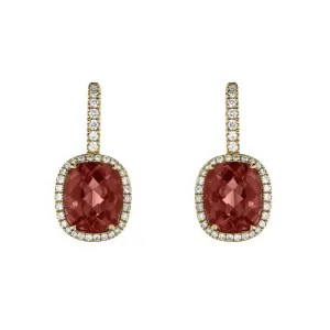 Hans D. Krieger 18ct Rose Gold Tourmaline Diamond Drop Earrings D