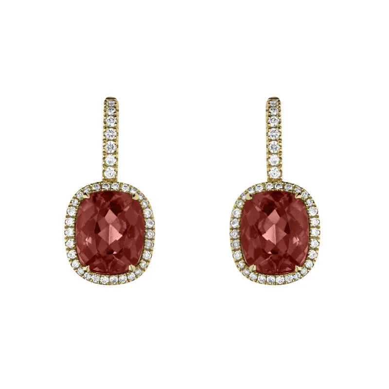 Hans D. Krieger 18ct Rose Gold Tourmaline Diamond Drop Earrings D