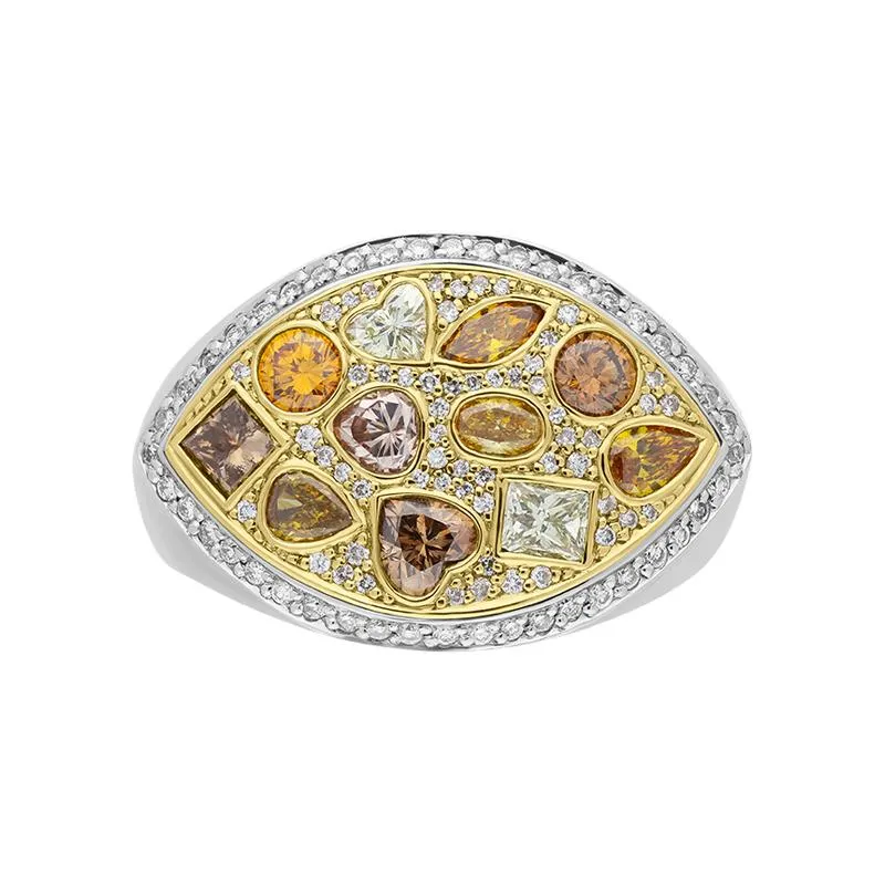 Hans D. Krieger 18ct White and Rose Gold Multicolour Diamond Dress Ring D