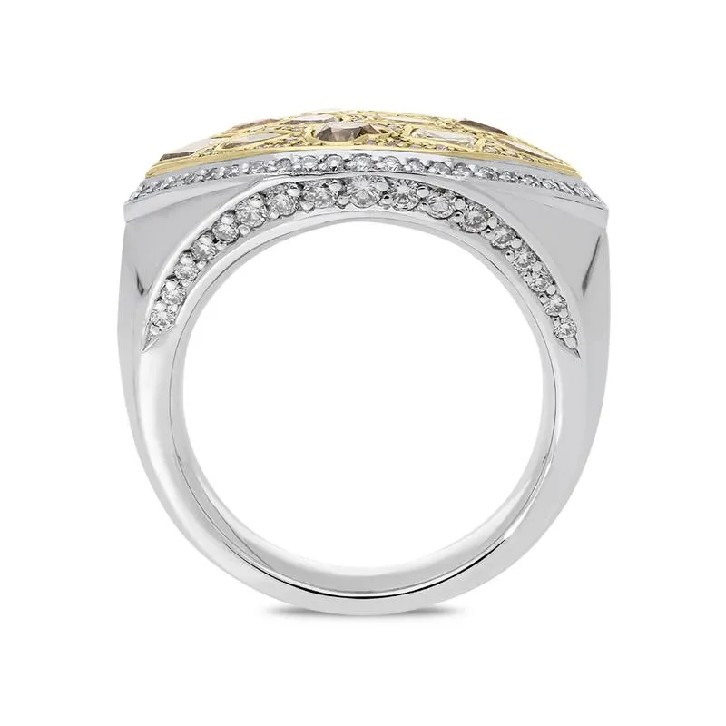 Hans D. Krieger 18ct White and Rose Gold Multicolour Diamond Dress Ring D