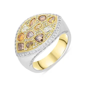Hans D. Krieger 18ct White and Rose Gold Multicolour Diamond Dress Ring D