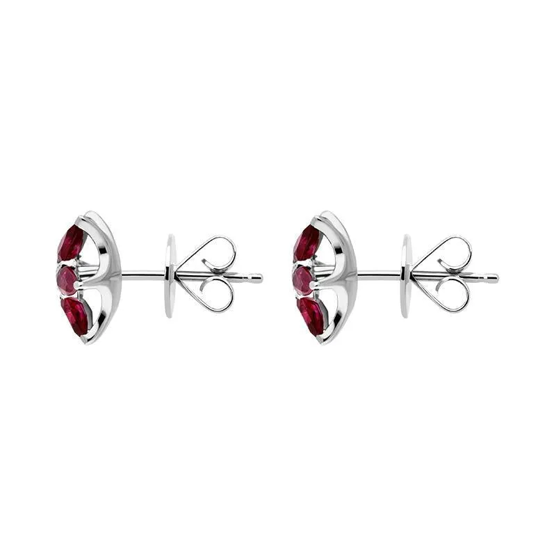 Hans D. Krieger 18ct White Gold 1.90ct Ruby Diamond Flower Stud Earrings
