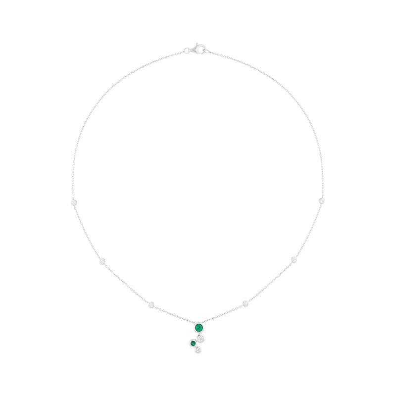 Hans D Krieger 18ct White Gold Emerald Diamond Graduated Bubble Pendant