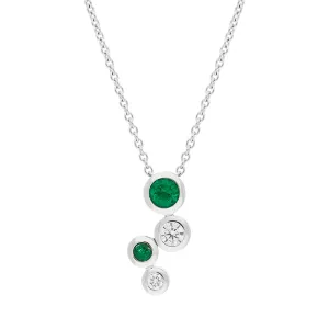 Hans D Krieger 18ct White Gold Emerald Diamond Graduated Bubble Pendant