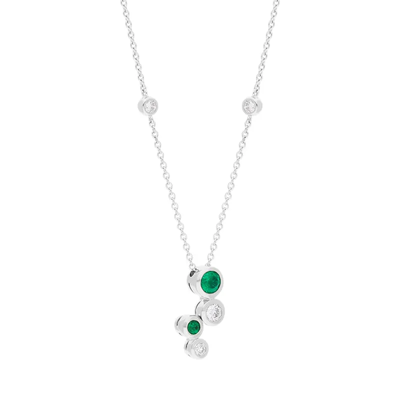 Hans D Krieger 18ct White Gold Emerald Diamond Graduated Bubble Pendant