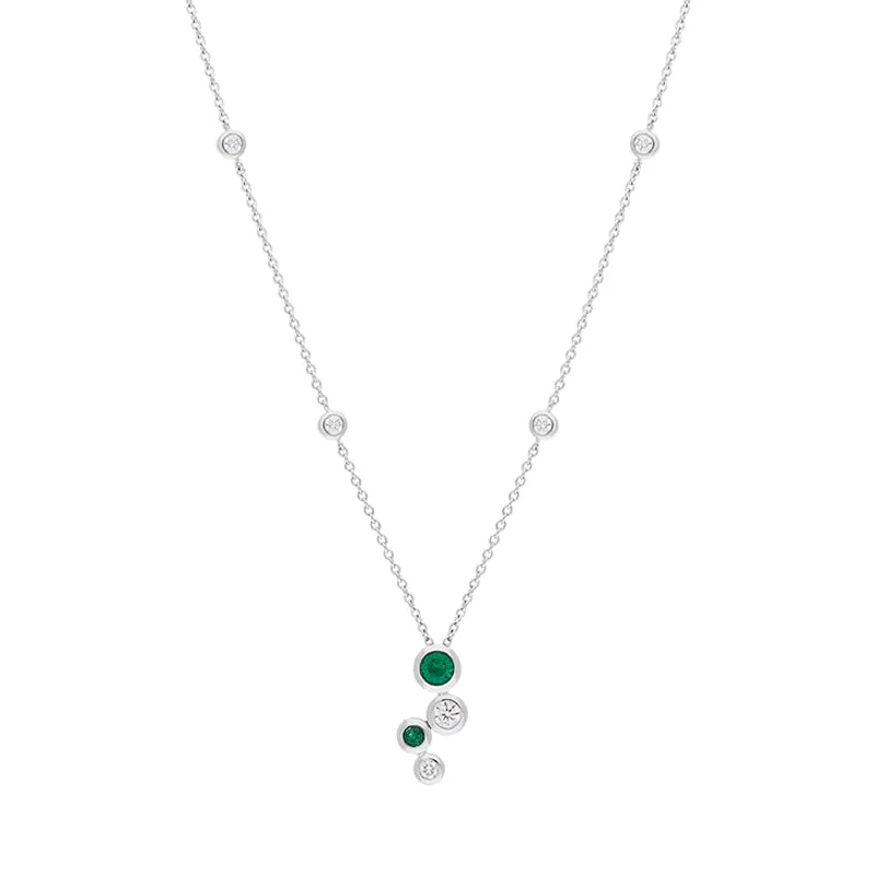 Hans D Krieger 18ct White Gold Emerald Diamond Graduated Bubble Pendant