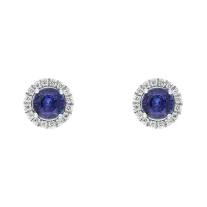Hans D Krieger 18ct White Gold Sapphire Diamond Round Cluster Stud Earrings