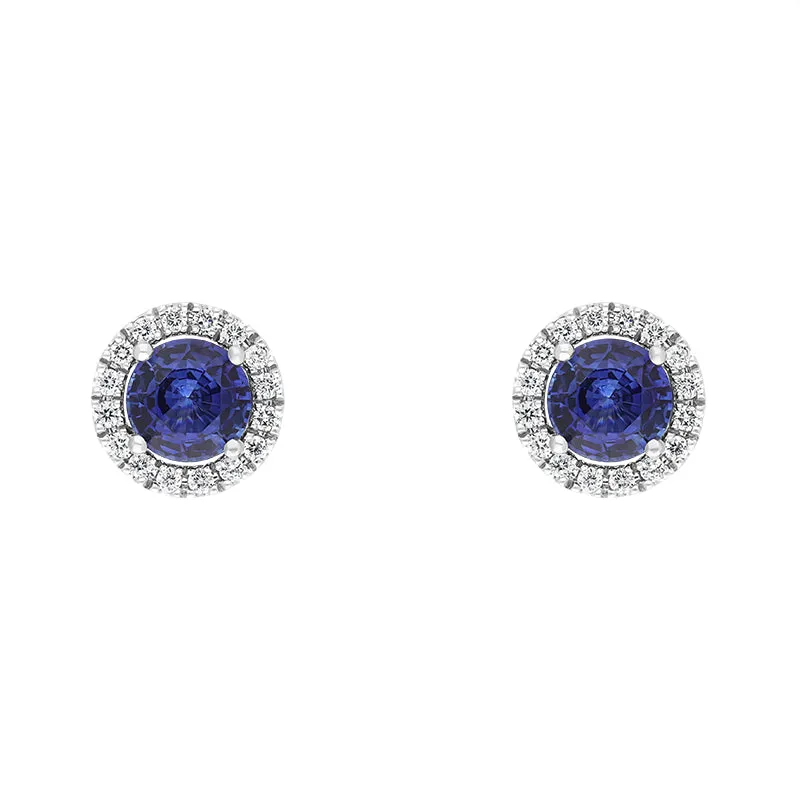 Hans D Krieger 18ct White Gold Sapphire Diamond Round Cluster Stud Earrings