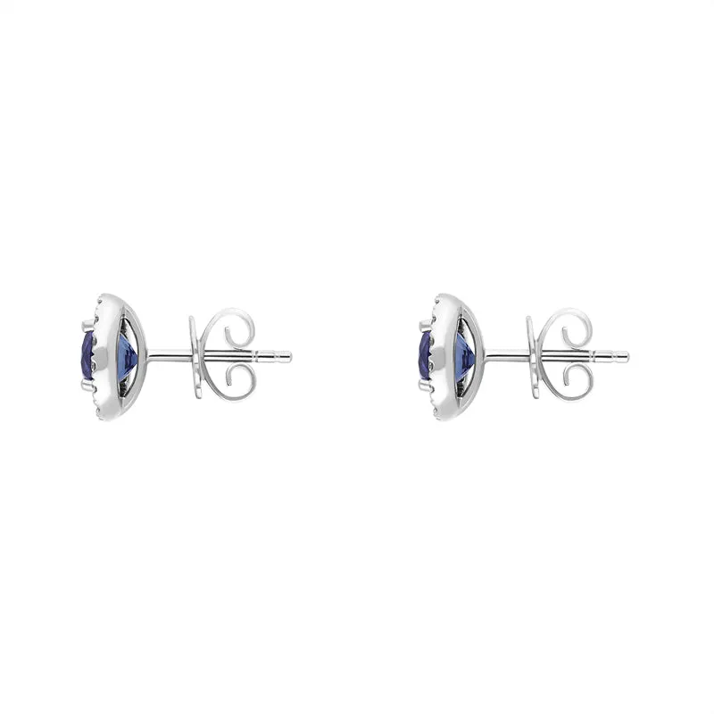 Hans D Krieger 18ct White Gold Sapphire Diamond Round Cluster Stud Earrings