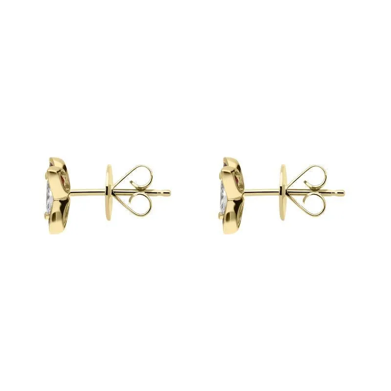Hans D. Krieger 18ct Yellow Gold 1.10ct Ruby 0.18ct Diamond Butterfly Stud Earrings