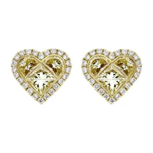 Hans D. Krieger 18ct Yellow Gold 1.19ct Diamond Heart Stud Earrings