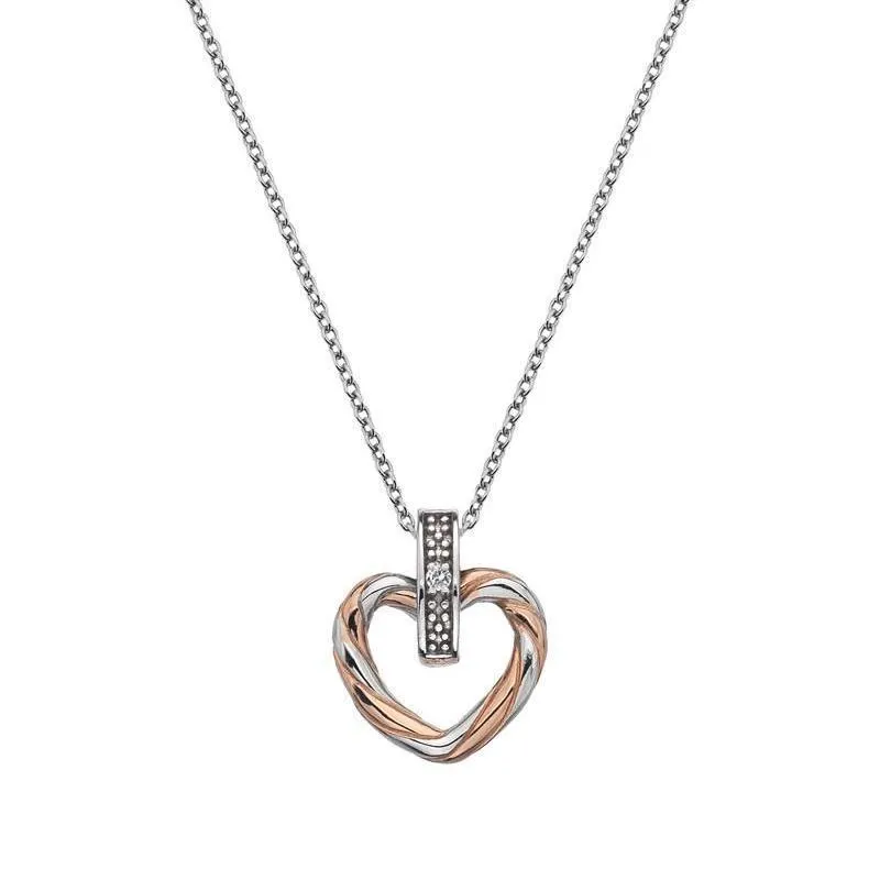 Hot Diamonds Breeze Sterling Silver Rose Gold Heart Necklace