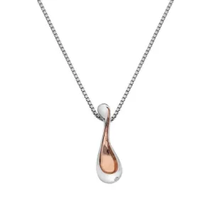 Hot Diamonds Droplets Sterling Silver Rose Gold Necklace
