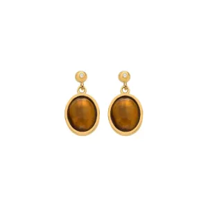 Hot Diamonds Gold Plated Sterling Silver Tigers Eye Oval Earrings