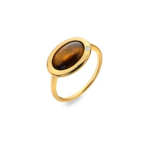 Hot Diamonds Gold Plated Sterling Silver Tigers Eye Ring