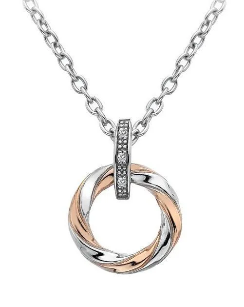 Hot Diamonds Luxury Sterling Silver Rose Gold Diamond Breeze Pendant
