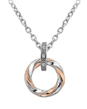 Hot Diamonds Luxury Sterling Silver Rose Gold Diamond Breeze Pendant