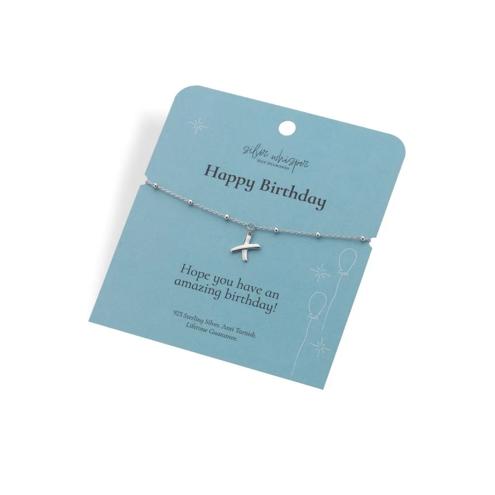 Hot Diamonds Silver Whisper Sterling Silver Happy Birthday Bracelet