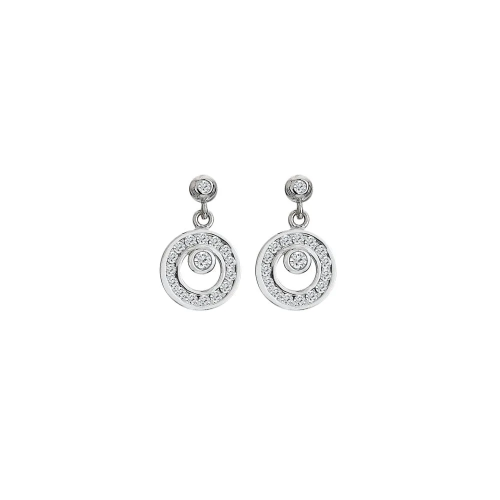 Hot Diamonds Sterling Silver White Topaz Orbit Earrings