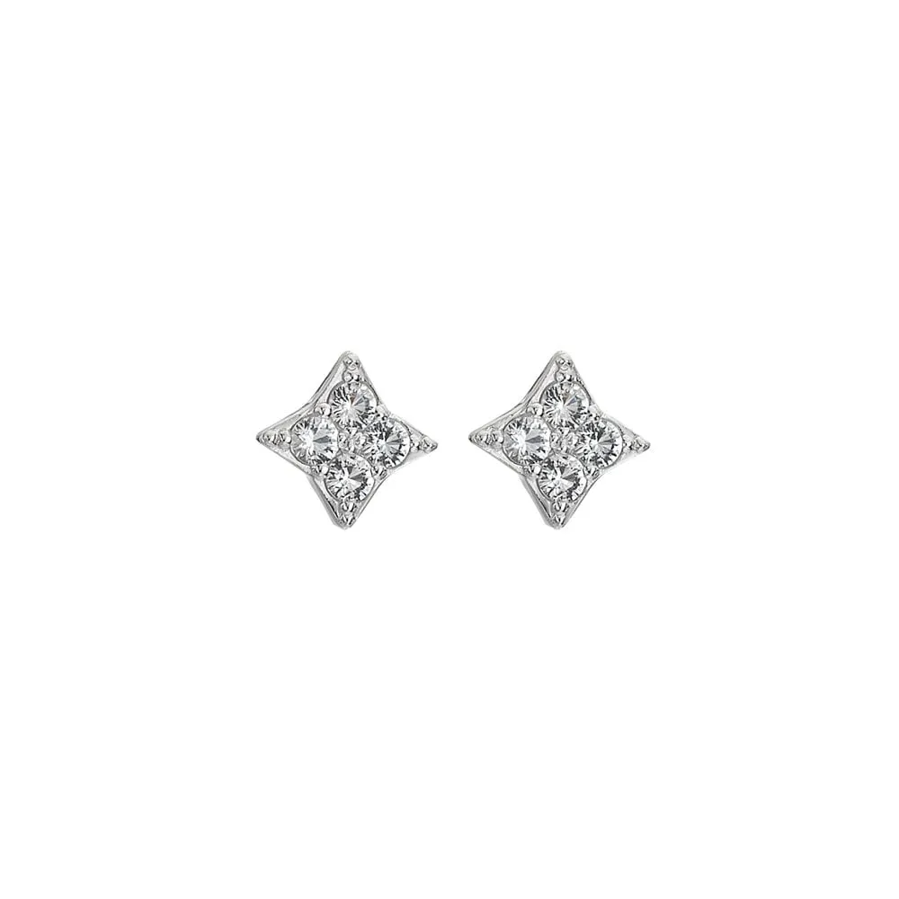 Hot Diamonds Sterling Silver White Topaz Squared Triangle Earrings