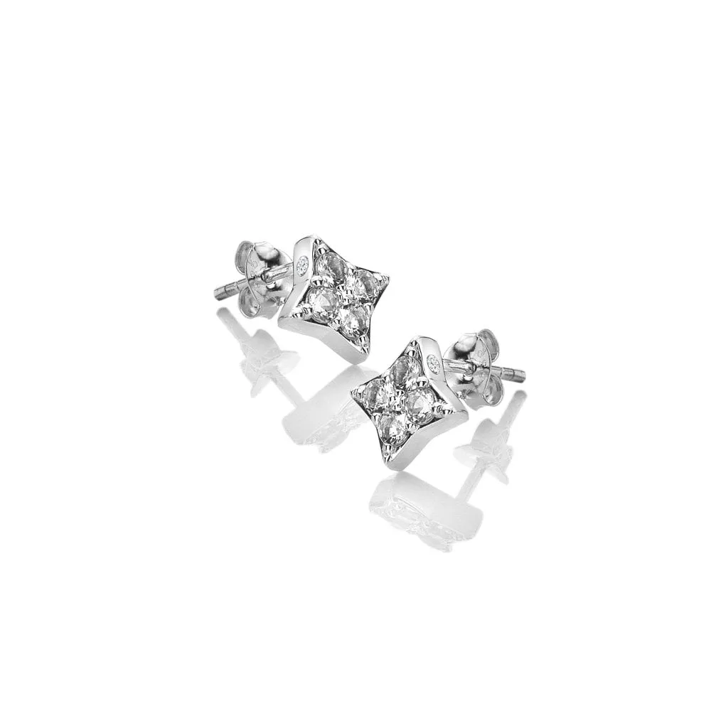 Hot Diamonds Sterling Silver White Topaz Squared Triangle Earrings