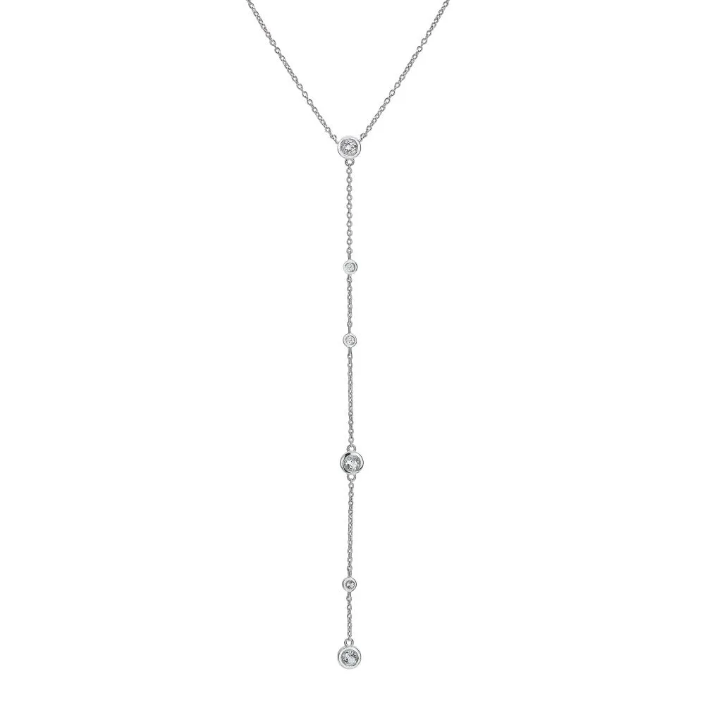 Hot Diamonds Sterling Silver White Topaz Tender Waterfall Statement Necklace