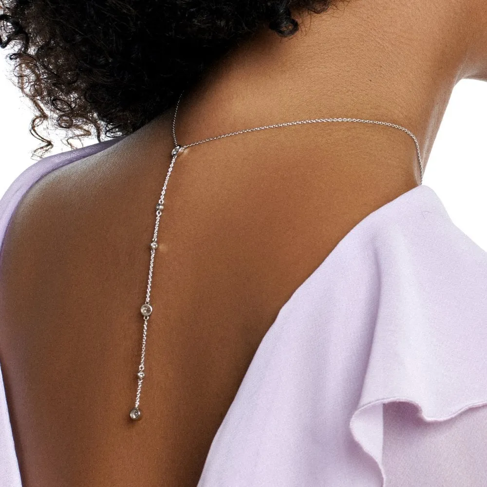 Hot Diamonds Sterling Silver White Topaz Tender Waterfall Statement Necklace
