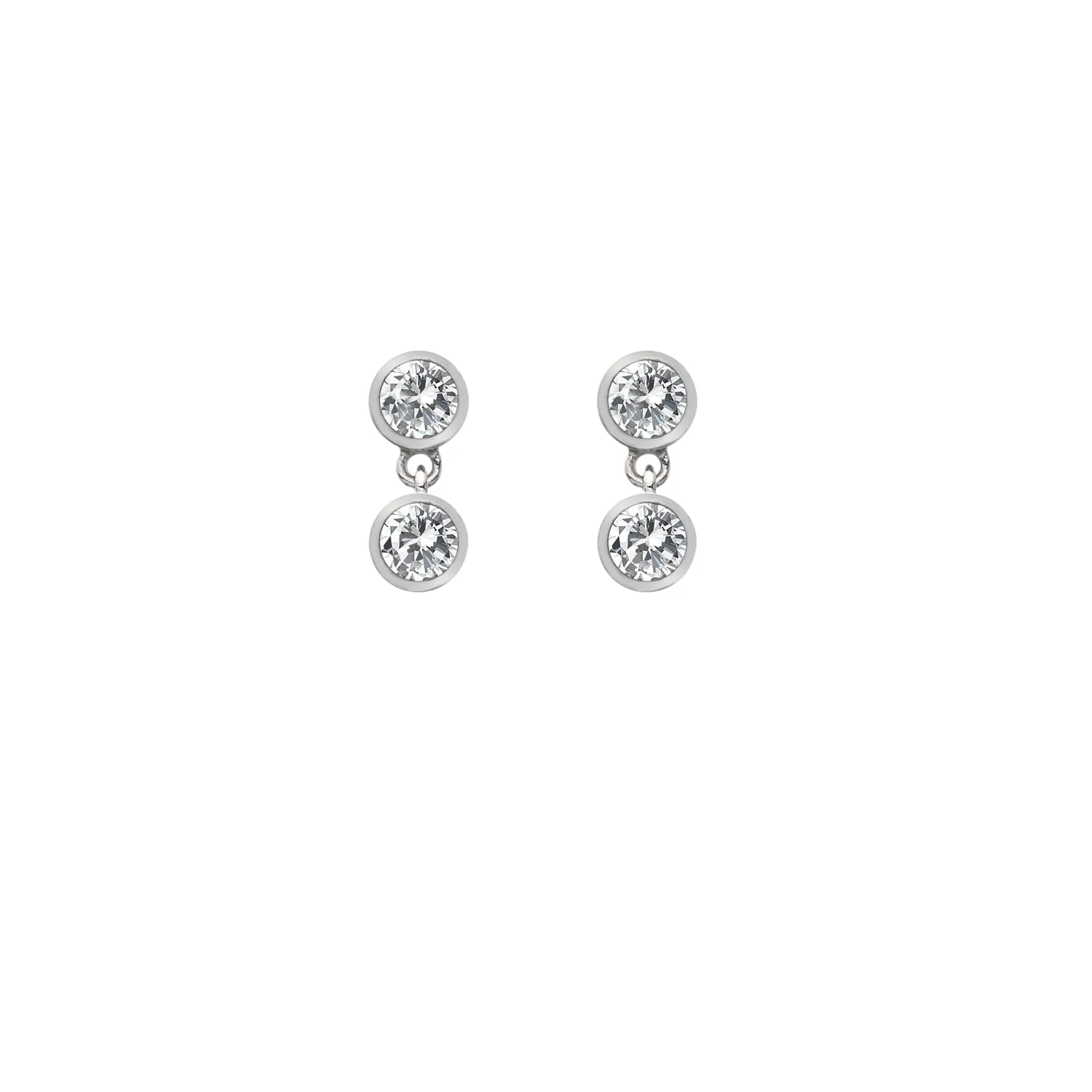 Hot Diamonds Tender Sterling Silver Double Drop White Topaz Stud Earrings