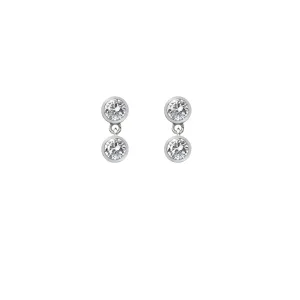 Hot Diamonds Tender Sterling Silver Double Drop White Topaz Stud Earrings