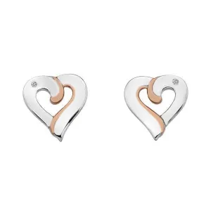 Hot Diamonds Together Sterling Silver Rose Gold Diamond Earrings