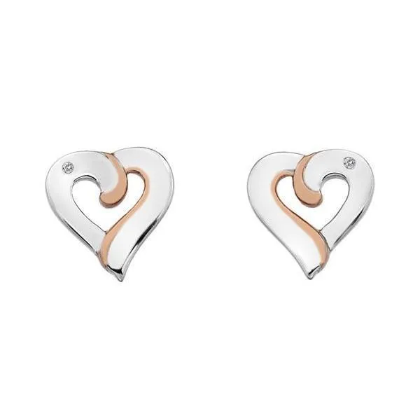 Hot Diamonds Together Sterling Silver Rose Gold Diamond Earrings