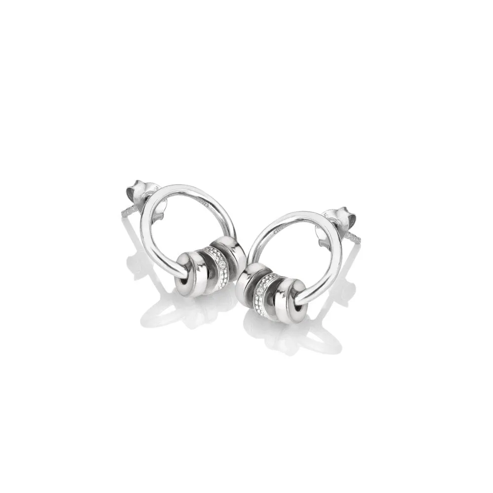 Hot Diamonds Trio Barrel Sterling Silver Drop Earrings D