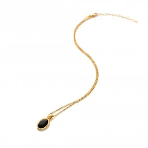 Hot Diamonds x Jac Jossa Gold Plated Sterling Silver Black Onyx Oval Necklace