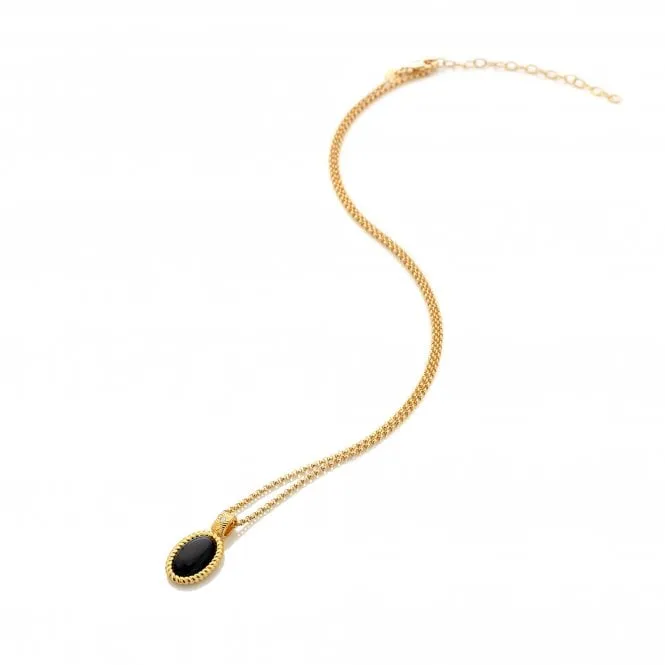 Hot Diamonds x Jac Jossa Gold Plated Sterling Silver Black Onyx Oval Necklace