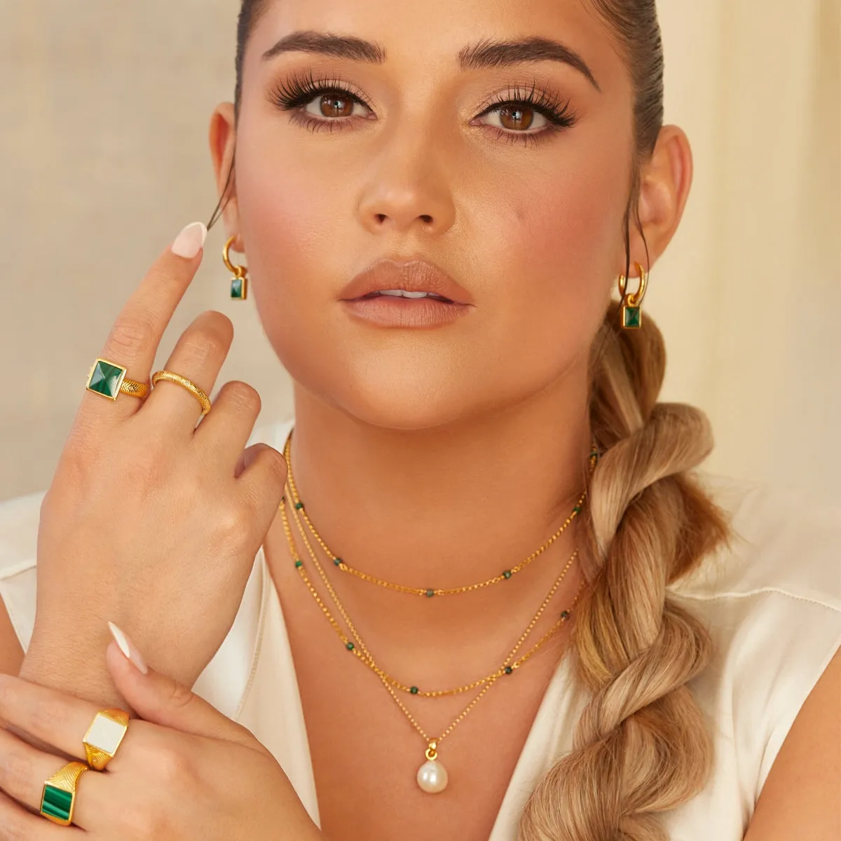 Hot Diamonds x Jac Jossa Revive Gold Plated Sterling Silver Malachite Bracelet