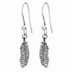 Hot Diamonds Feather Sterling Silver Hook Earrings