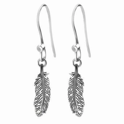 Hot Diamonds Feather Sterling Silver Hook Earrings