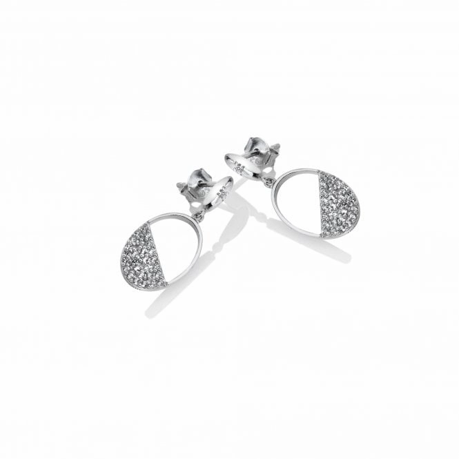 Hot Diamonds Horizon Sterling Silver White Topaz Oval Drop Earrings D