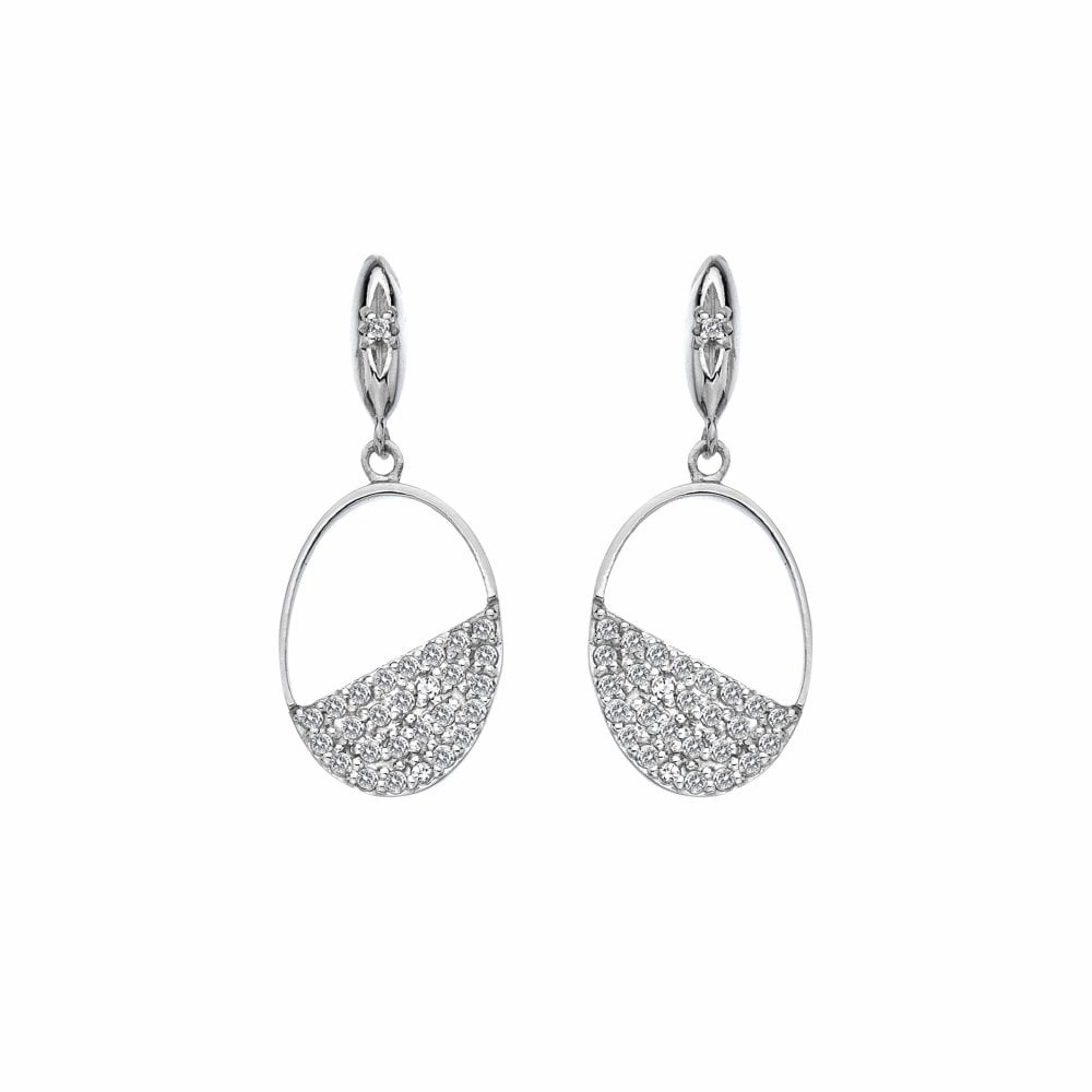 Hot Diamonds Horizon Sterling Silver White Topaz Oval Drop Earrings D