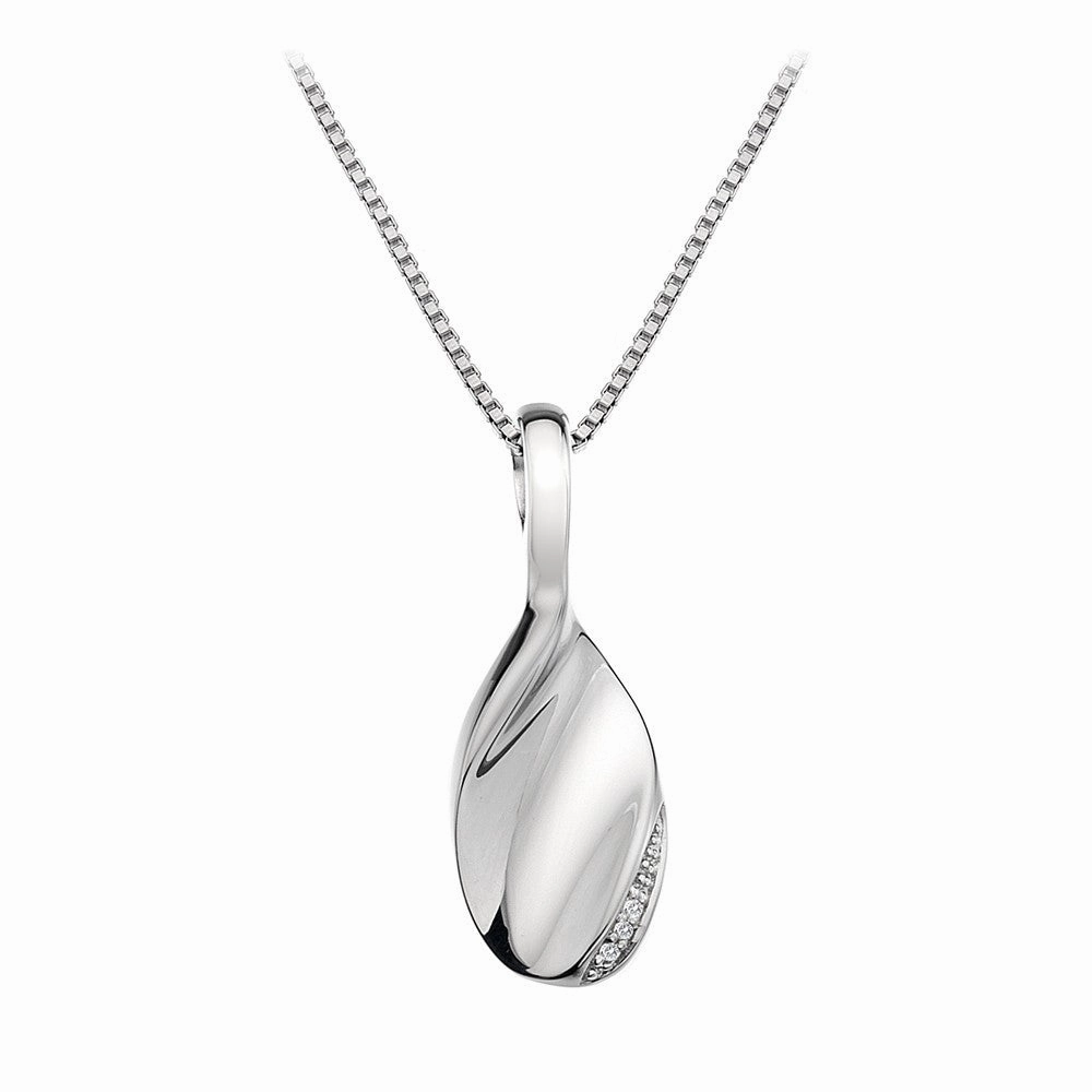 Hot Diamonds Necklace Solid teardop pendant and Chain Silver D