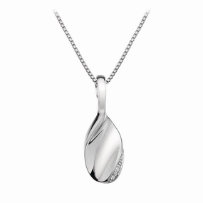 Hot Diamonds Necklace Solid teardop pendant and Chain Silver D