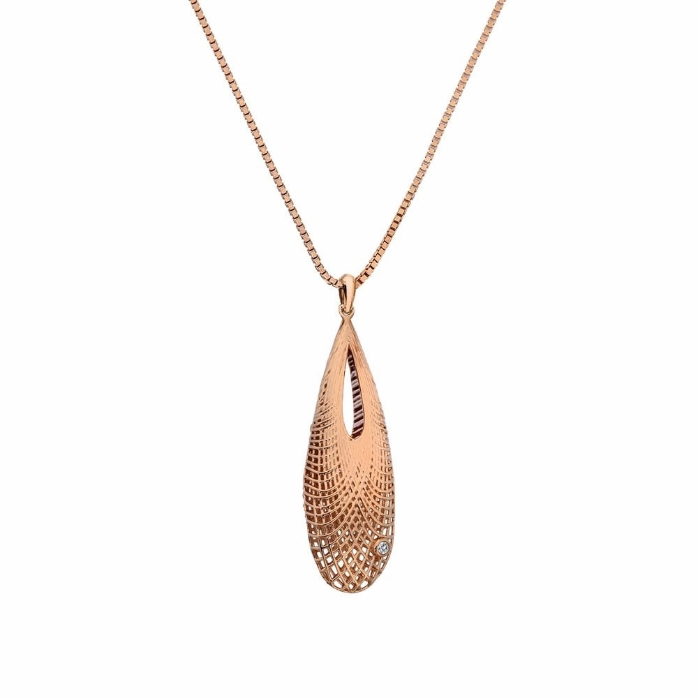 Hot Diamonds Quest Rose Gold Plated Filigree Teardrop Pendant