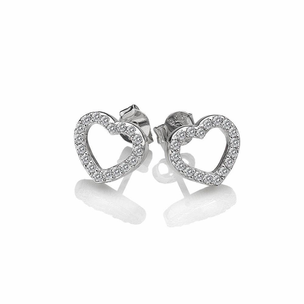 Hot Diamonds Sterling Silver White Topaz Striking Heart Earrings