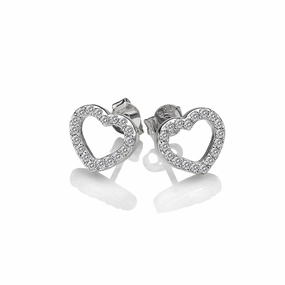 Hot Diamonds Sterling Silver White Topaz Striking Heart Earrings