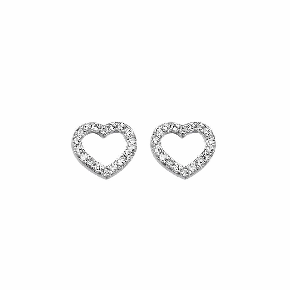 Hot Diamonds Sterling Silver White Topaz Striking Heart Earrings